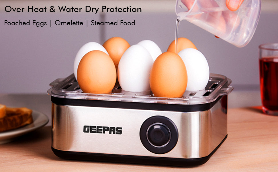 Geepas 2 in 1 Egg Boiler and Poacher – Capacity for 12 Eggs