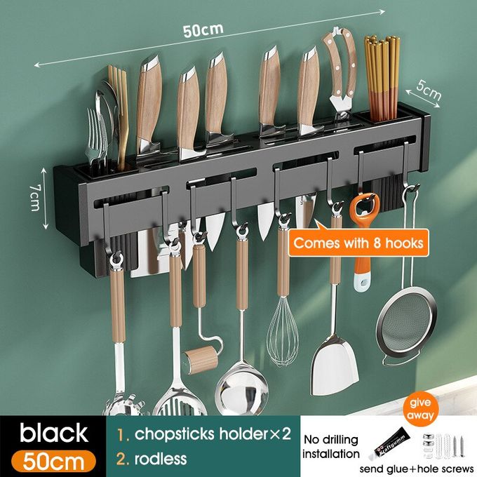 Kitchen Wall Mounted Storage Shelf, Stainless Steel Chopsticks Spoon Drain Rack