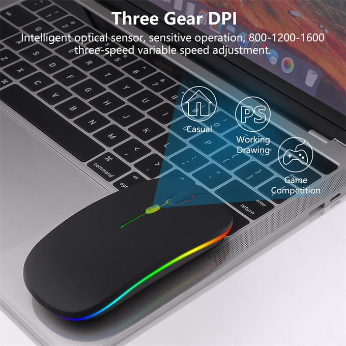 Bluetooth wireless slim silent clock mouse with a long lasting battery