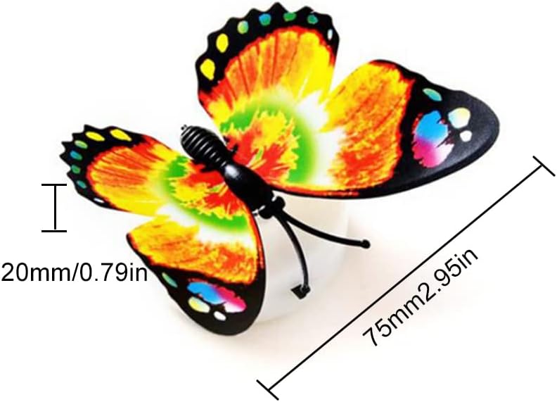LED Butterflies Night Light Sticker Toy set of 6pcs , DIY for Decoration Girls Bedroom, 3D Colorful Remo