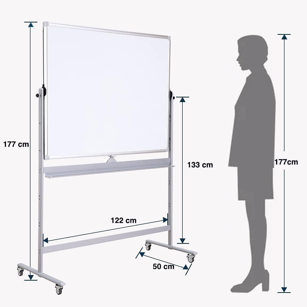 Double Sided Magnetic moveable whiteboard ,comes with free magnetic Erasable markers (3pcs) & 1 duster eraser