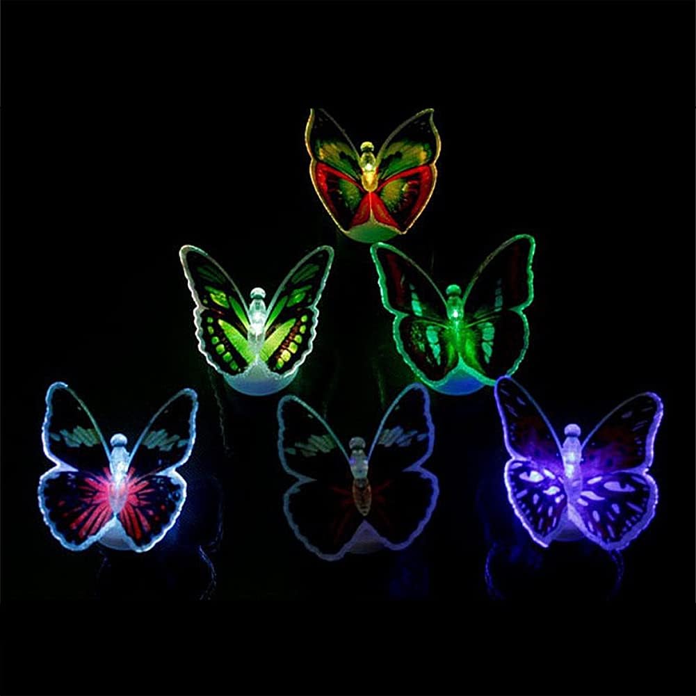 LED Butterflies Night Light Sticker Toy set of 6pcs , DIY for Decoration Girls Bedroom, 3D Colorful Remo