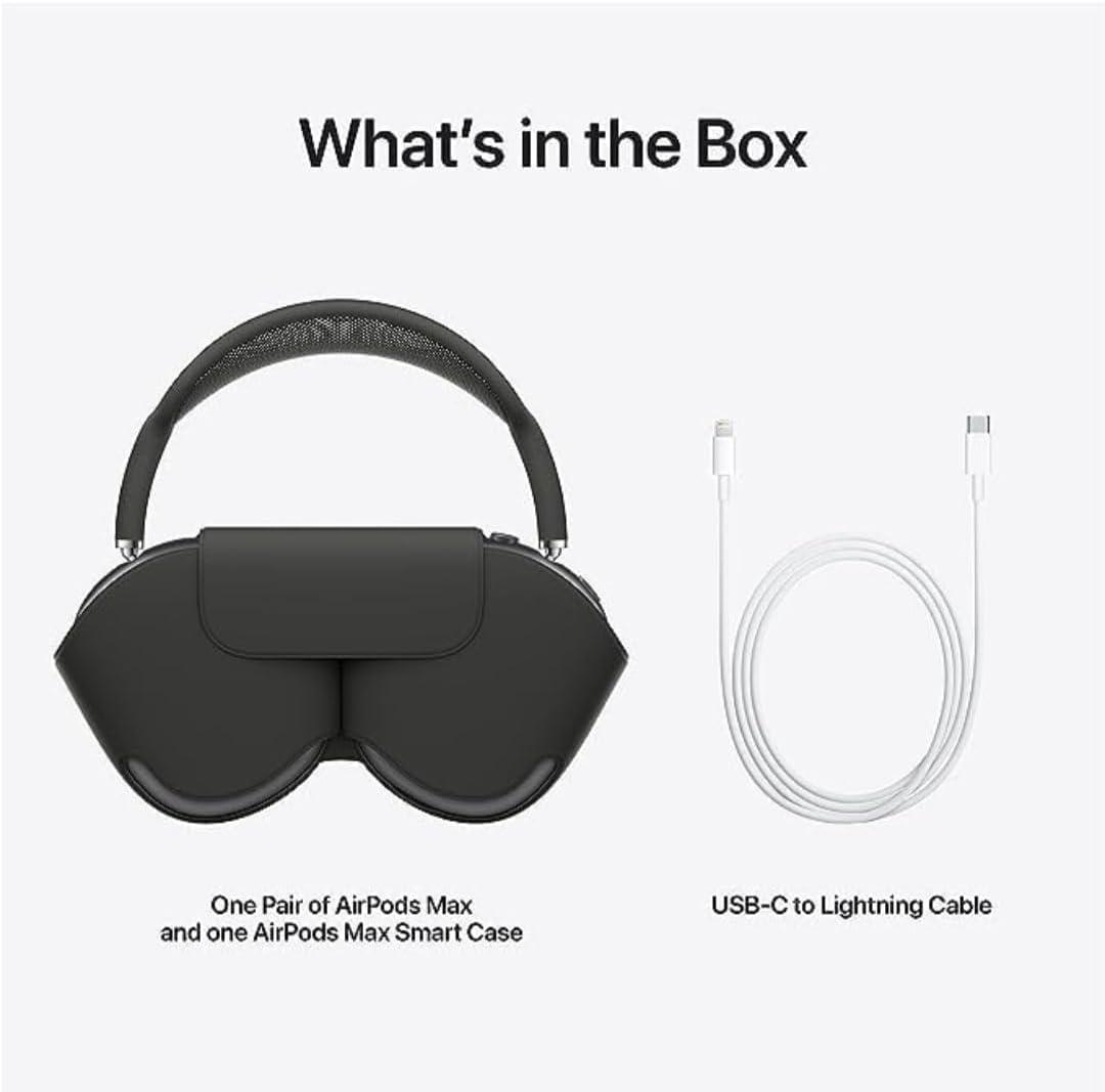 Apple AirPods Max Wireless Over-Ear Headphones, Pro-Level Active Noise Cancellation, Transparency Mode, Personalized Spatial Audio, USB-C Charging, Bluetooth Headphones for iPhone black and white colours