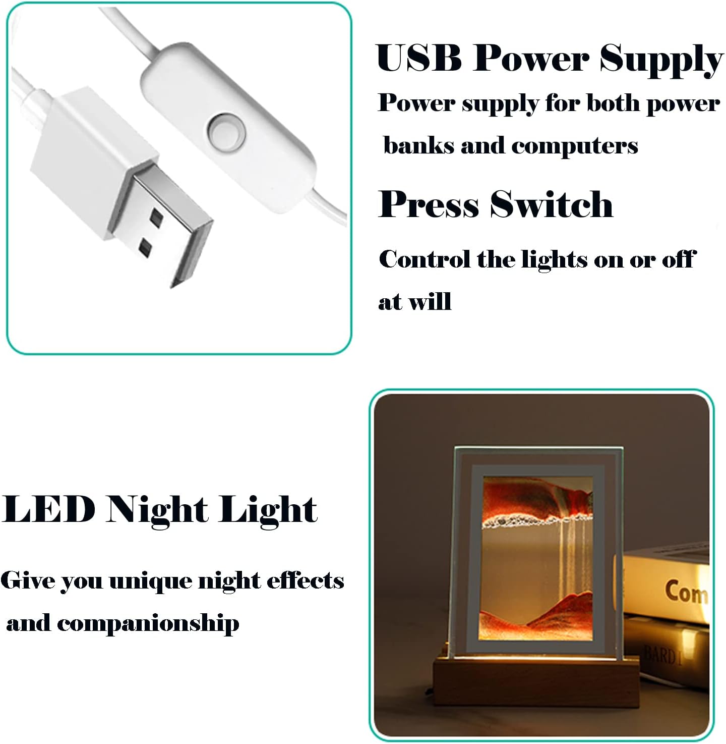 Sand falling table lamp for office , bedroom