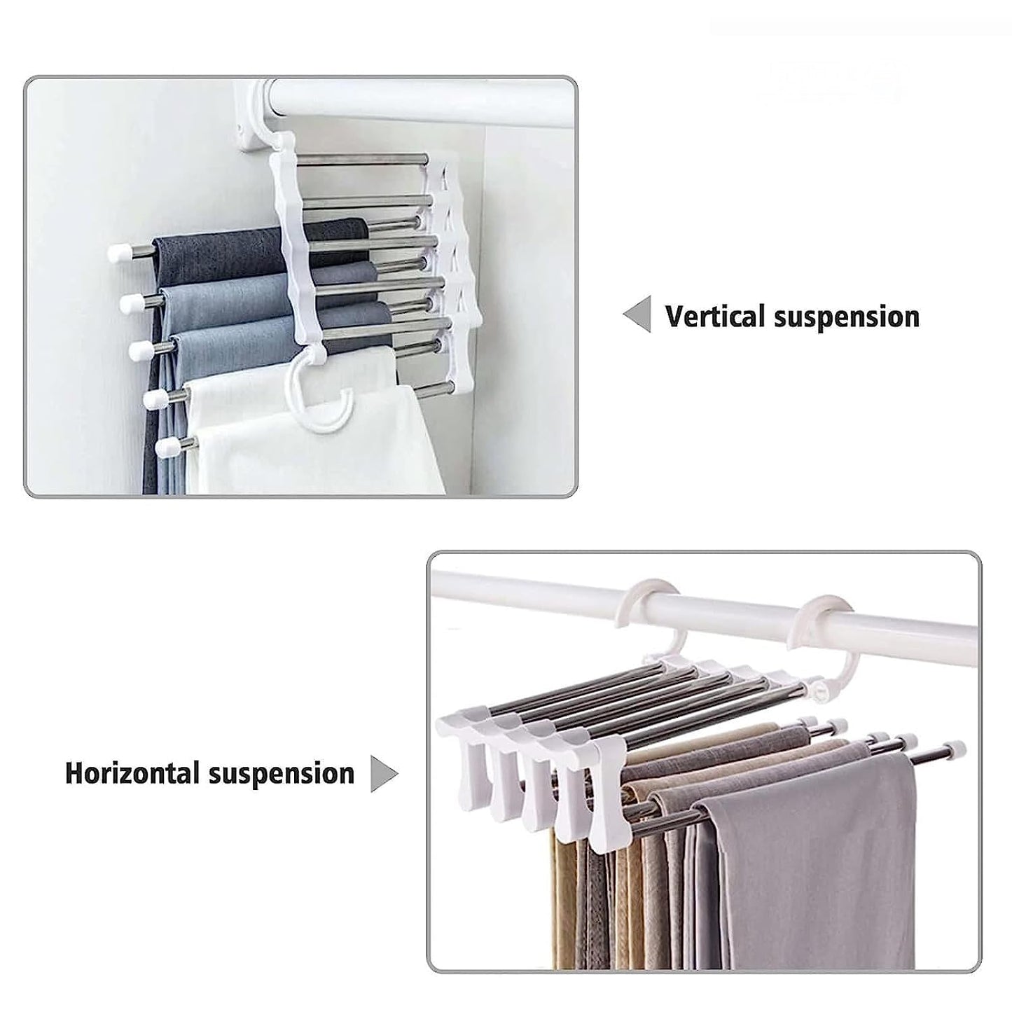 5pcs Foldable Hanger for Clothes Hanging Multi-Layer Cloth Hangers
