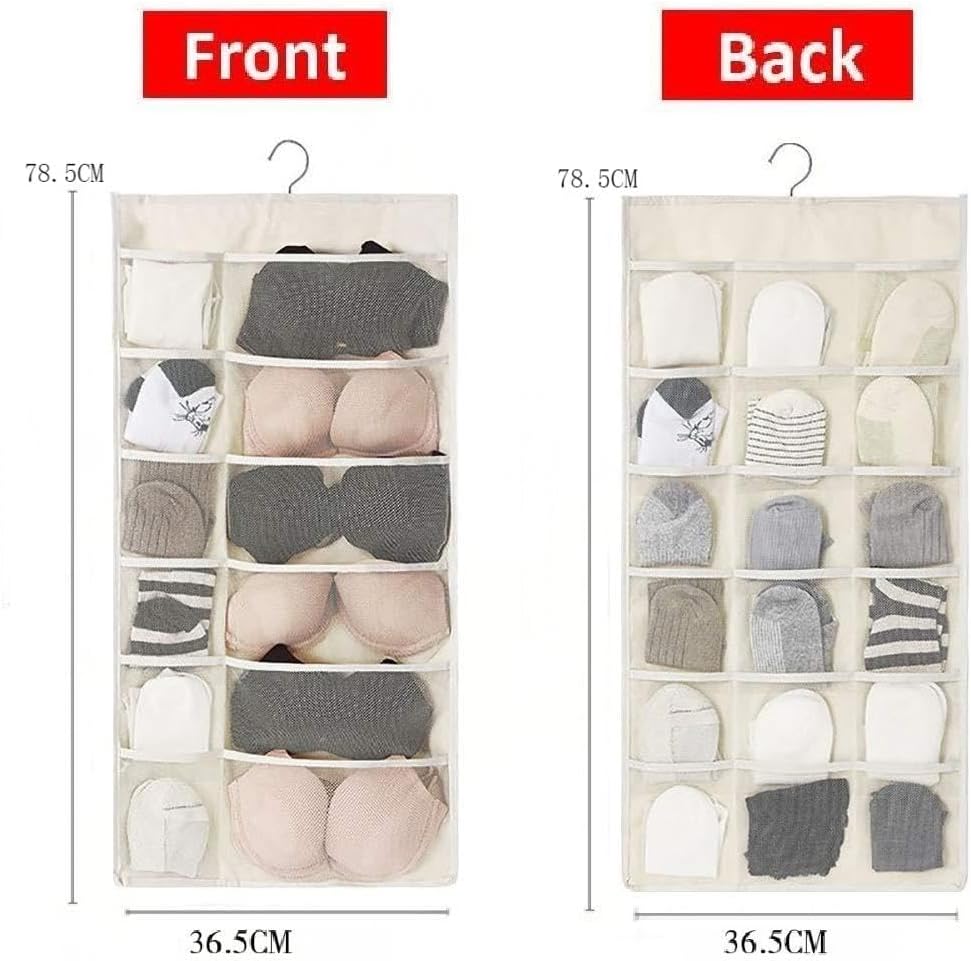 Hanging Closet Organizer with Dual Sided Mesh Pockets