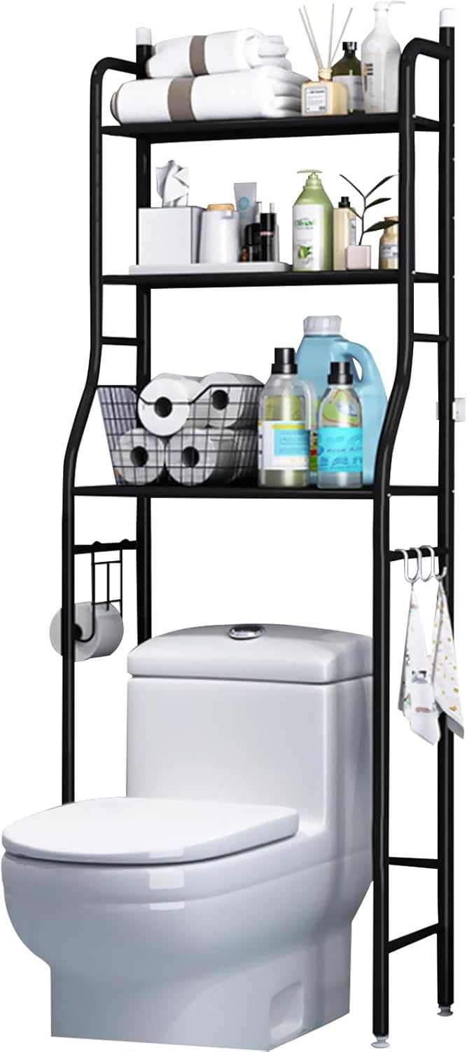 Metal Cabinet Shelf Storage Rack 3 Tiers for Washing Machine or Toilet Space Organizer Holder