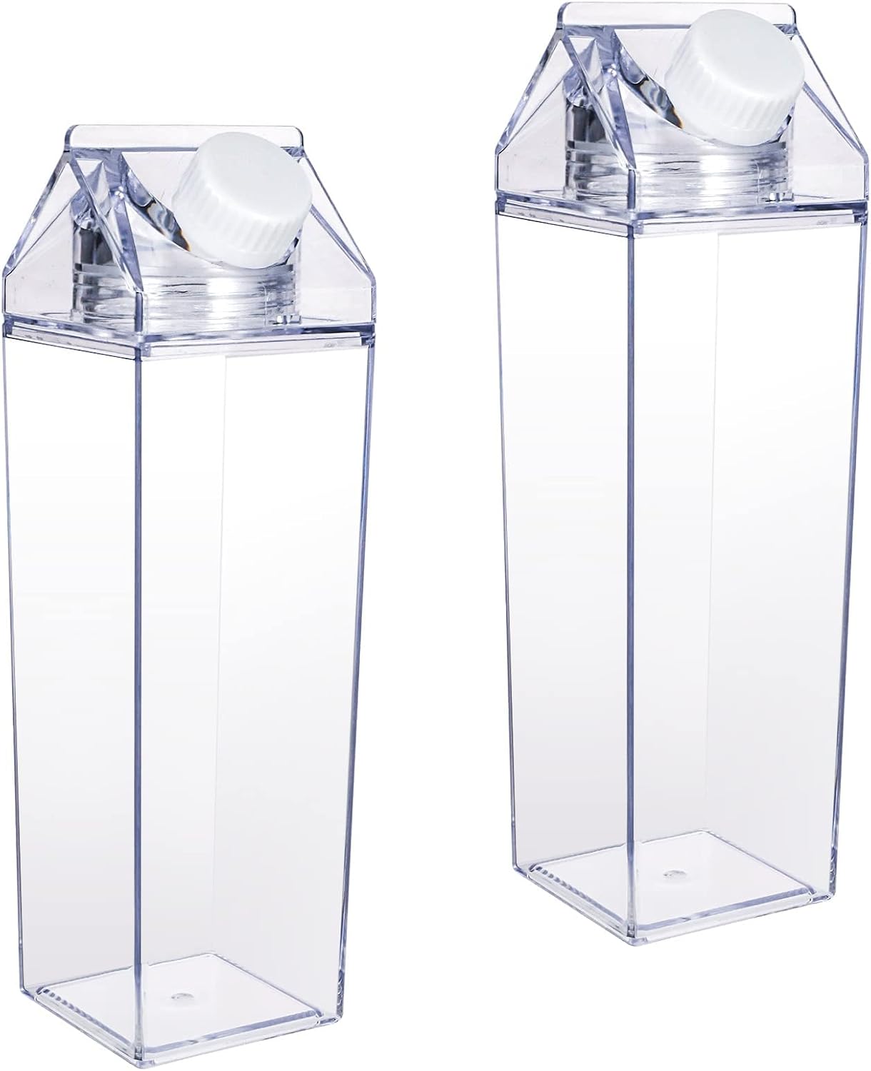 3 Pack Milk/juice Carton Water Bottle, Clear Square Plastic