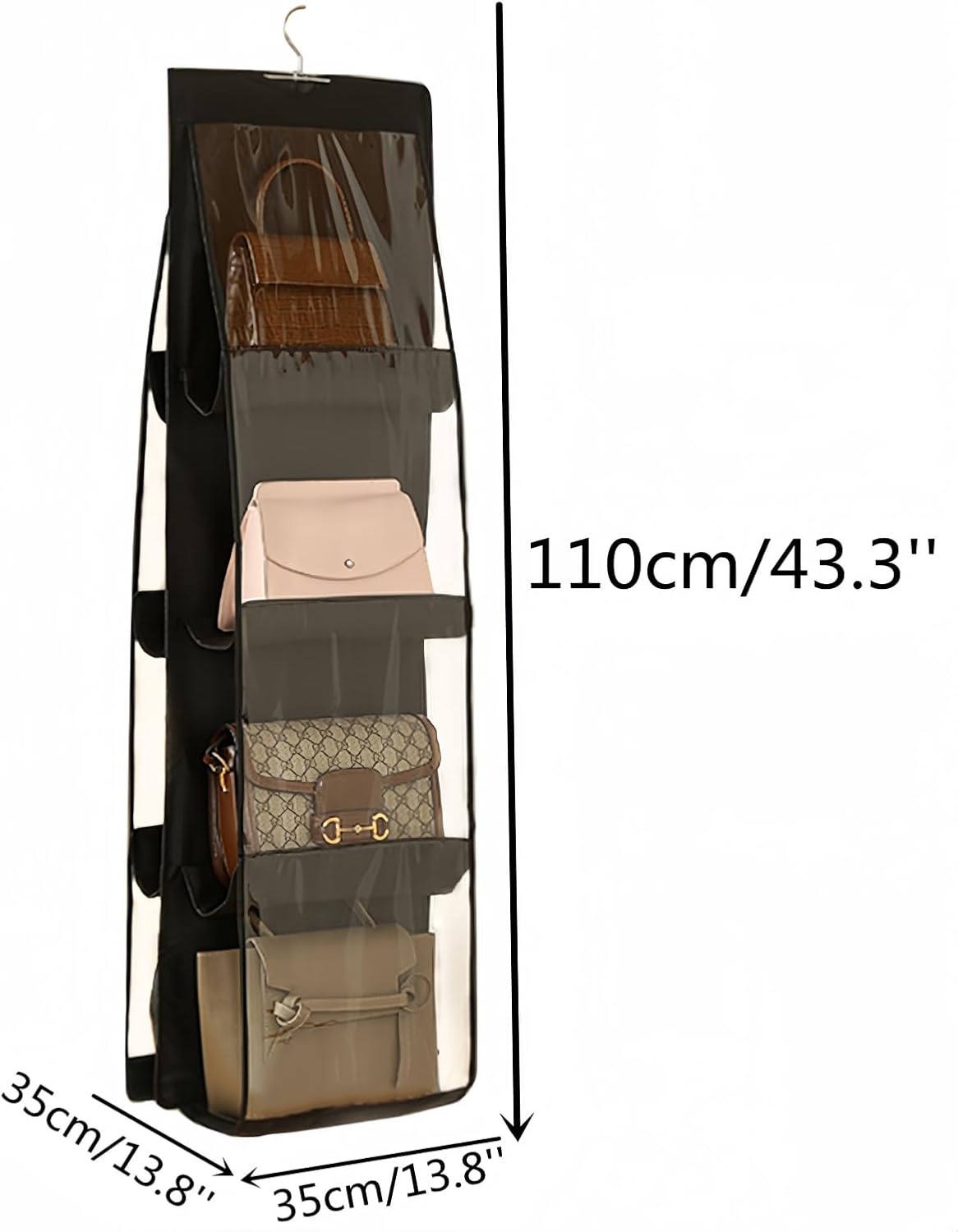 2pcs Clear Handbag & Purse Organizer Hanging Bag Storage