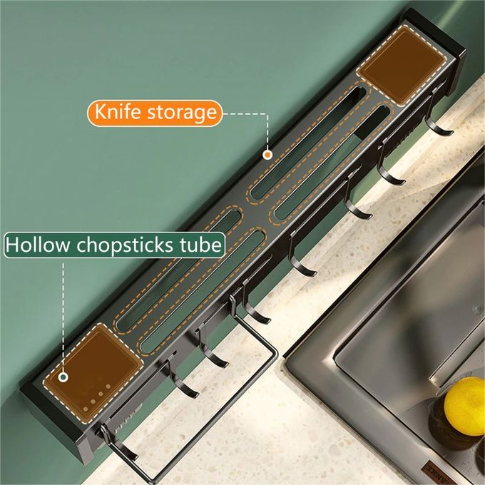 Kitchen Wall Mounted Storage Shelf, Stainless Steel Chopsticks Spoon Drain Rack