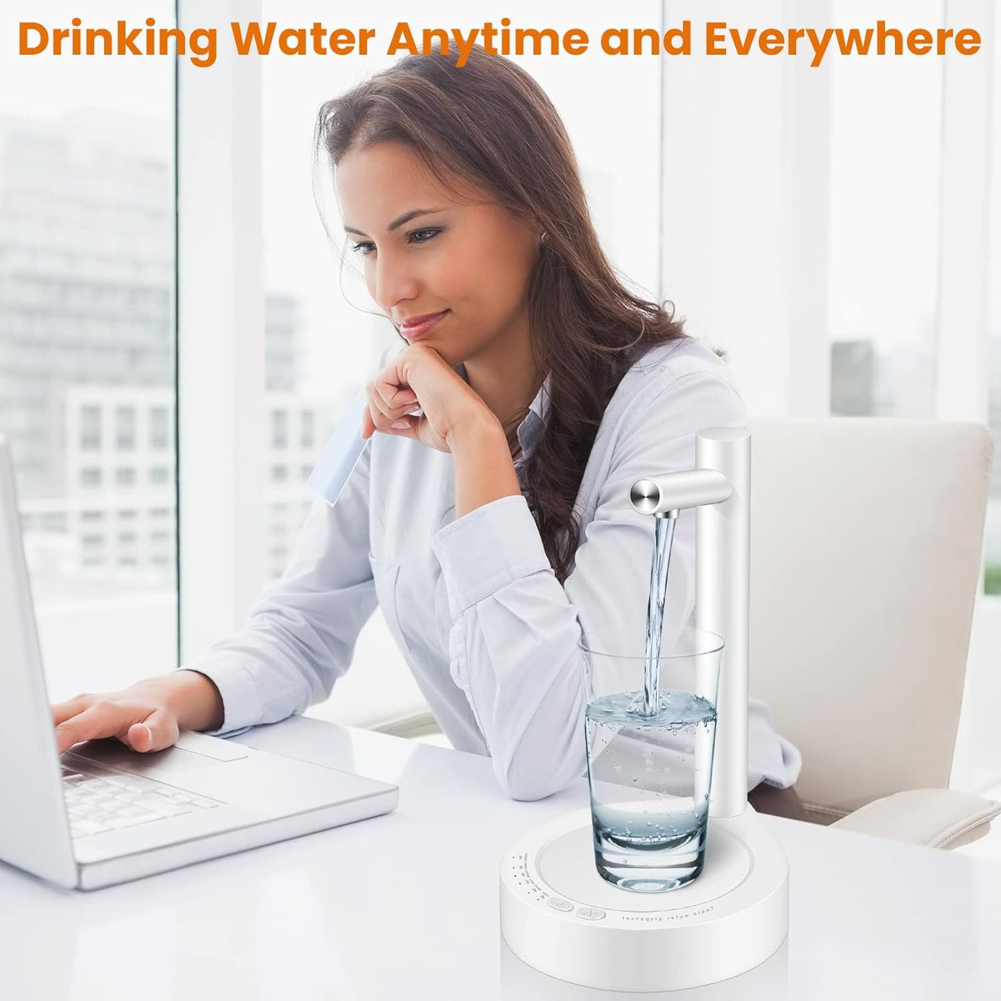 Desktop Rechargeable Water Automatic overdesk Dispenser white