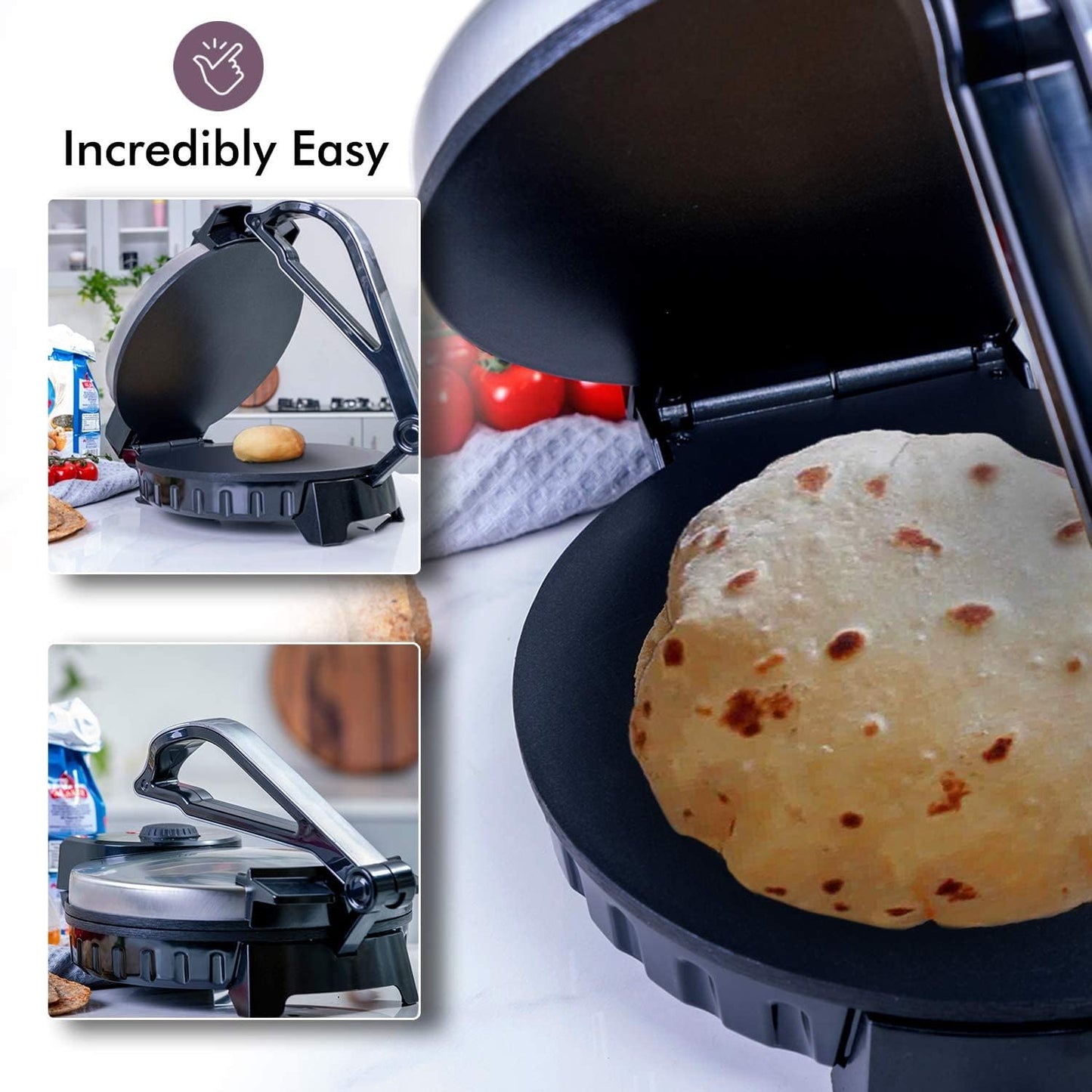 Chapathi Master Non-Stick Roti maker | Flat Bread Maker | Adjustable Temperature Knob | Stainless Steel