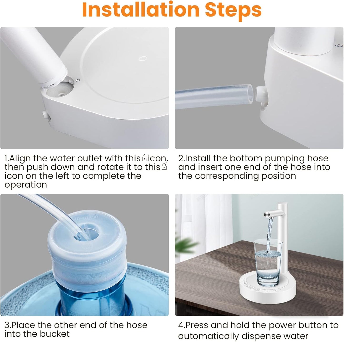 Desktop Rechargeable Water Automatic overdesk Dispenser white