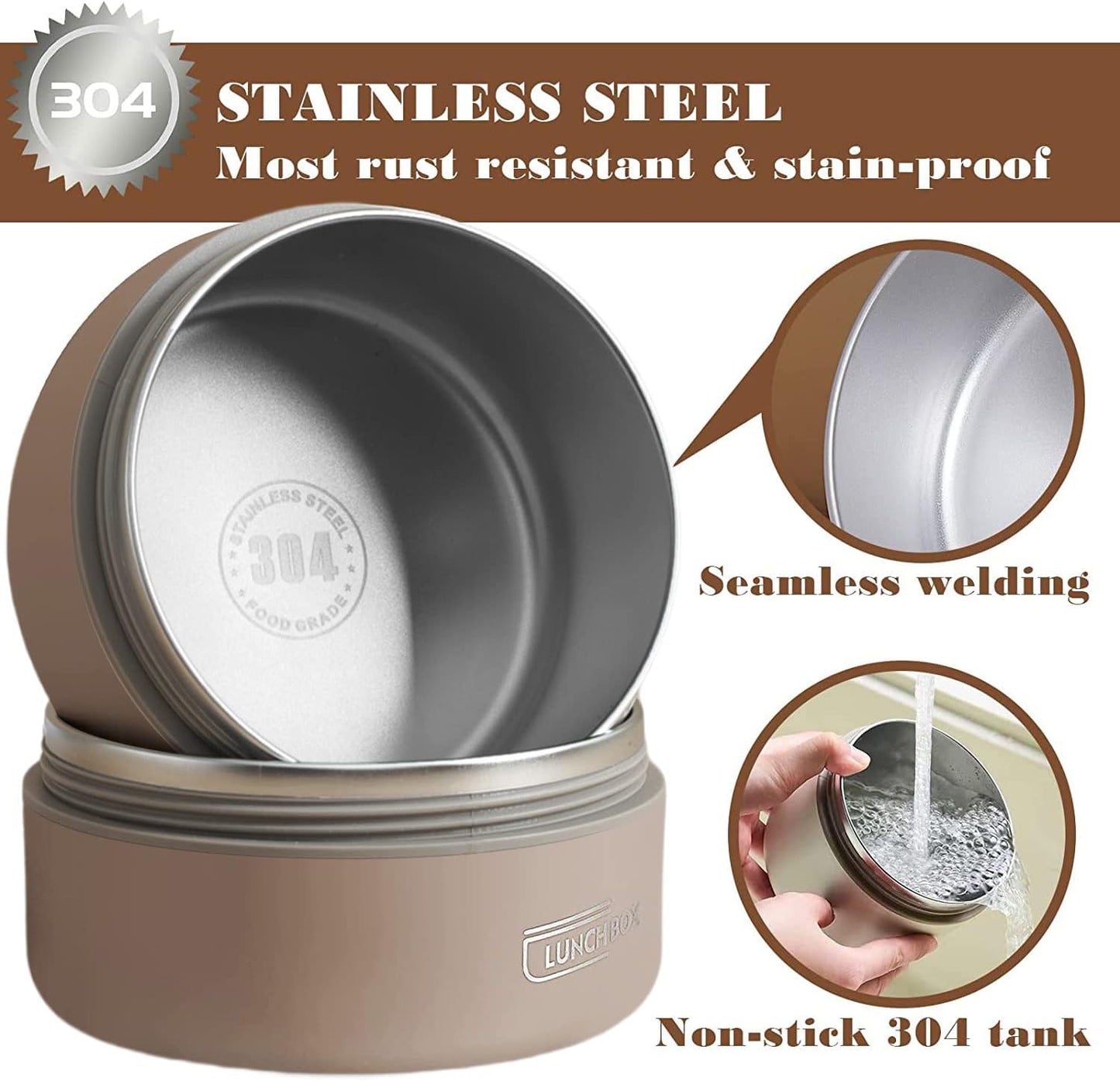 4 set Portable Insulated Lunch Container, Stainless Steel Thermal Food Box (very durable)