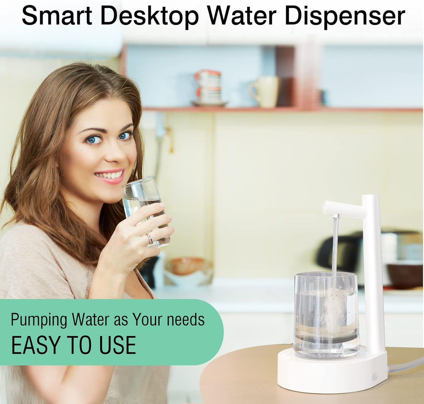 Desktop Rechargeable Water Automatic overdesk Dispenser white