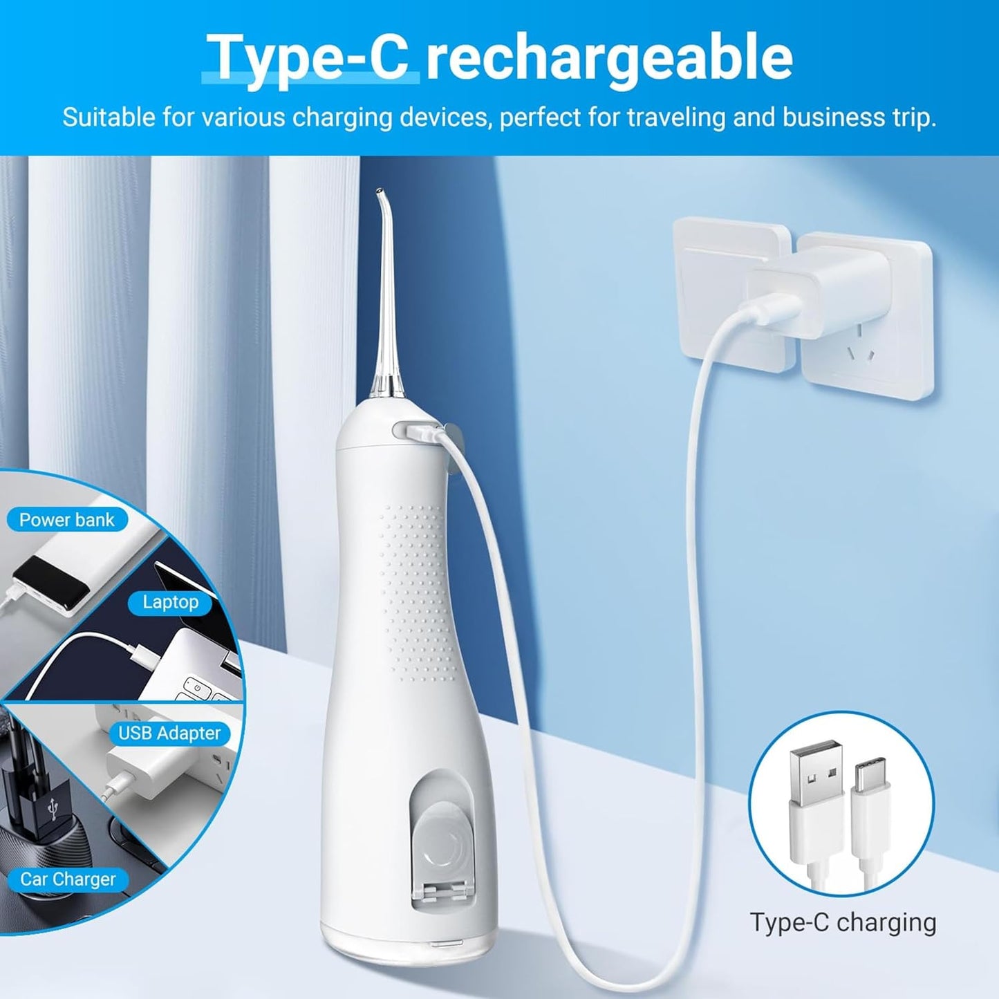 Portable Water Flosser for Teeth - 4 Modes Cordless Oral Irrigator