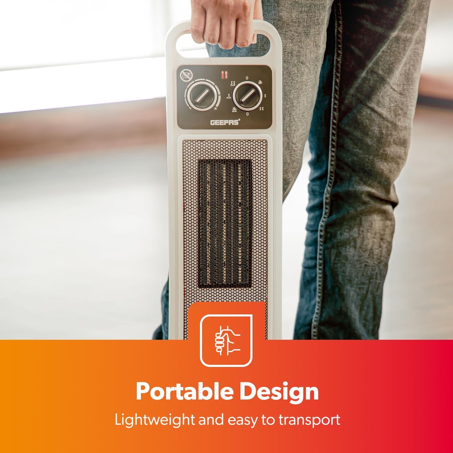 Geepas Ceramic Heater, Portable Electric Space Heater