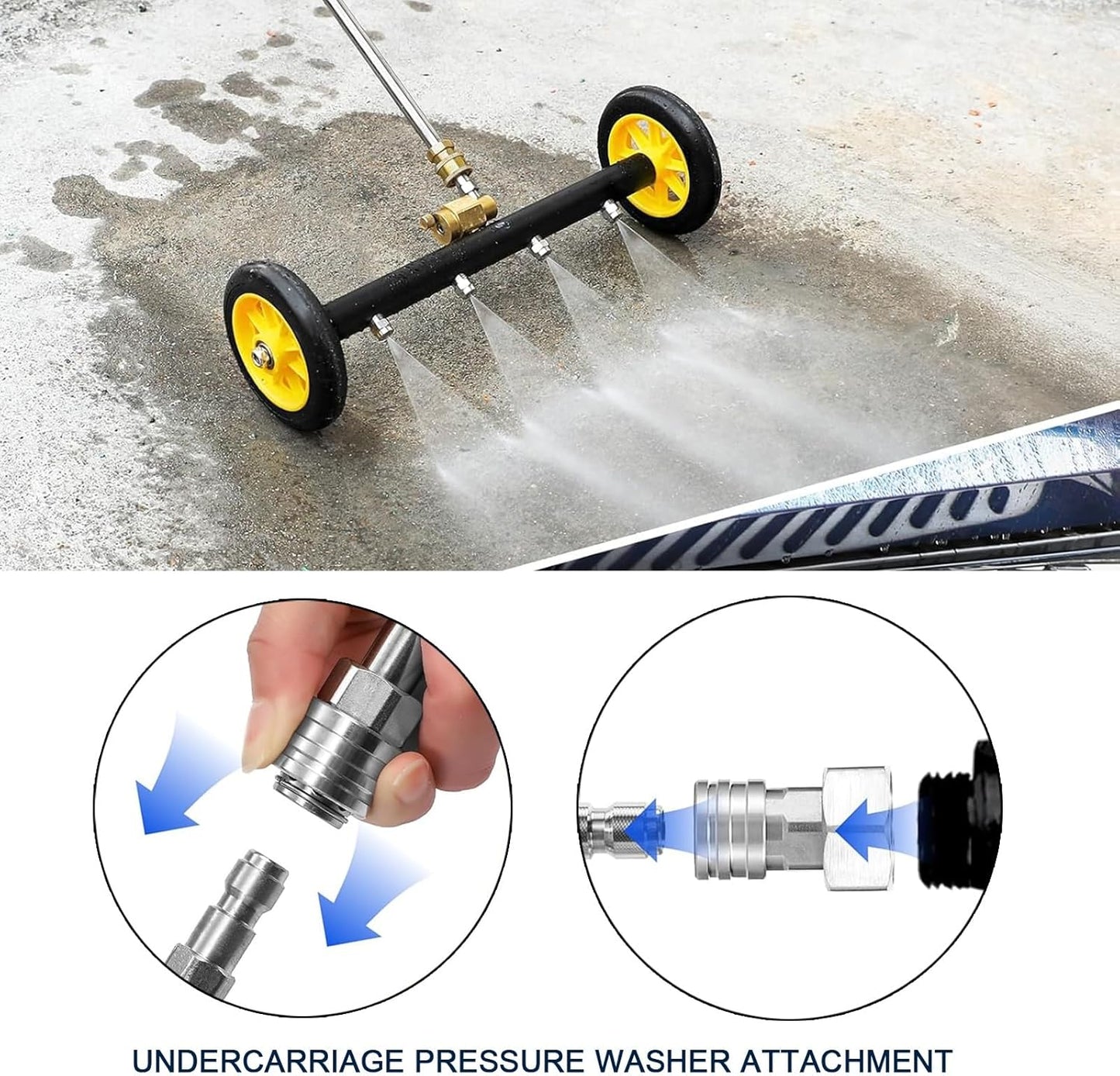 Water Broom Under car 2 in 1 Pressure undercarriage Washer Attachment