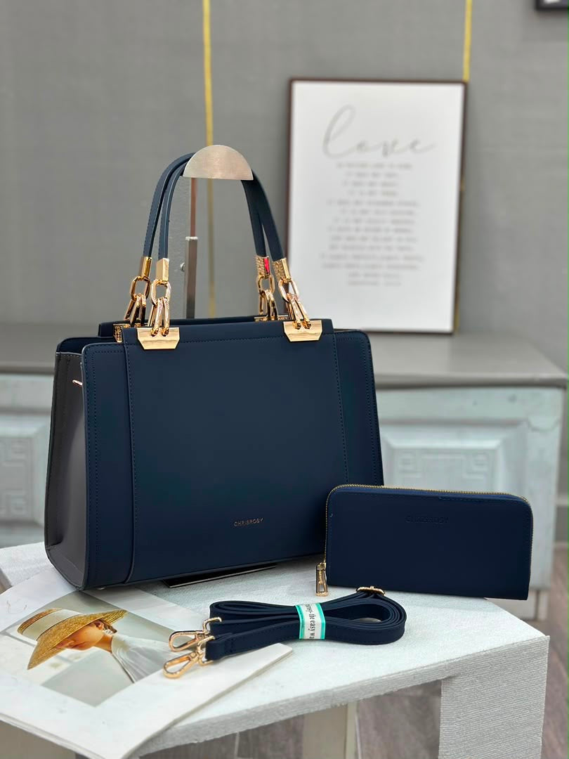 Women’s Structured Handbag Set with Matching Wallet & Shoulder Strap