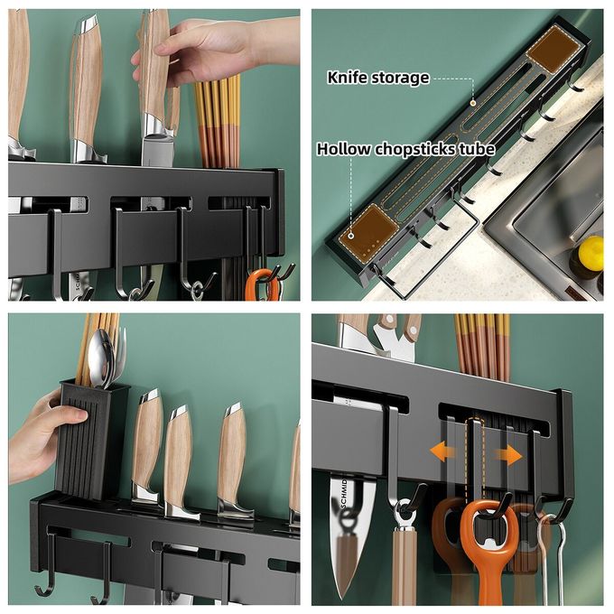Kitchen Wall Mounted Storage Shelf, Stainless Steel Chopsticks Spoon Drain Rack