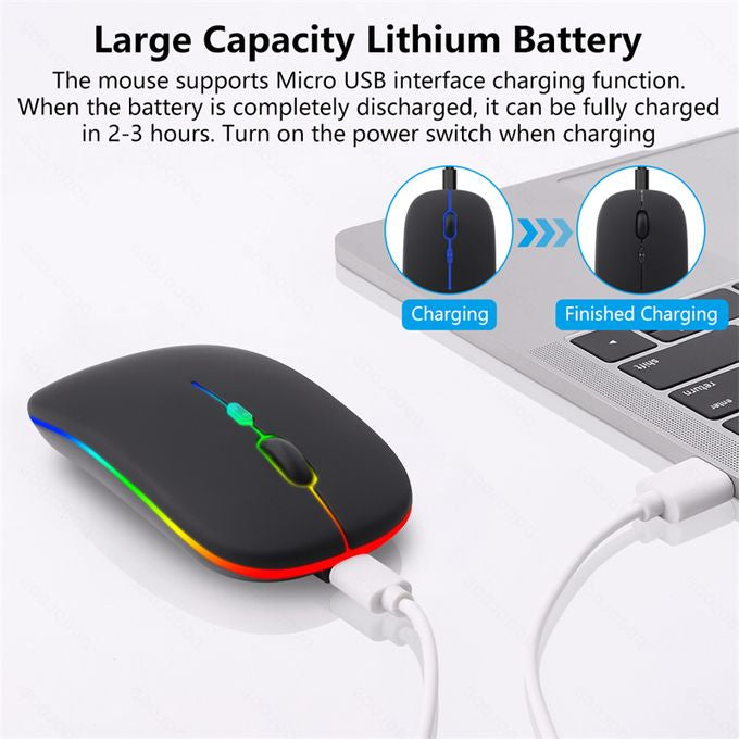 Bluetooth wireless slim silent clock mouse with a long lasting battery
