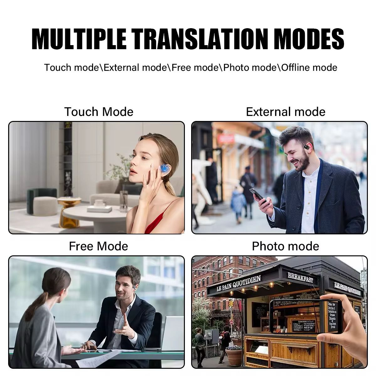 Language Translator Earbuds, 3 in 1 Translation Earbuds over 100 Languages & Accents&10 Offline Packs, Two Way Translation Device for Travel and Business Meetings