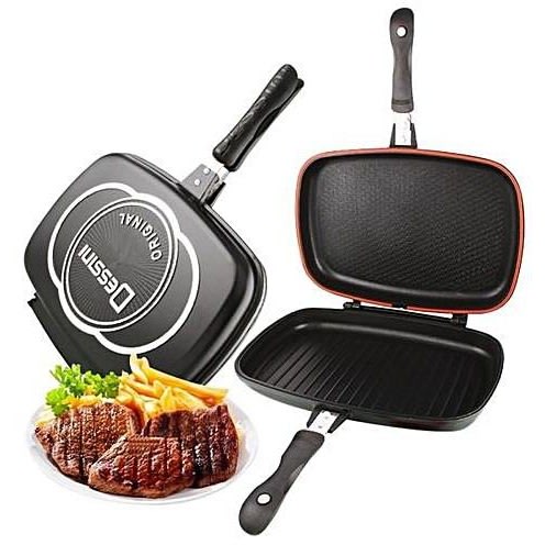 Dessini Aluminum Two-Sided Double Grill Non-stick Pressure Pan, Black 40cm dimension