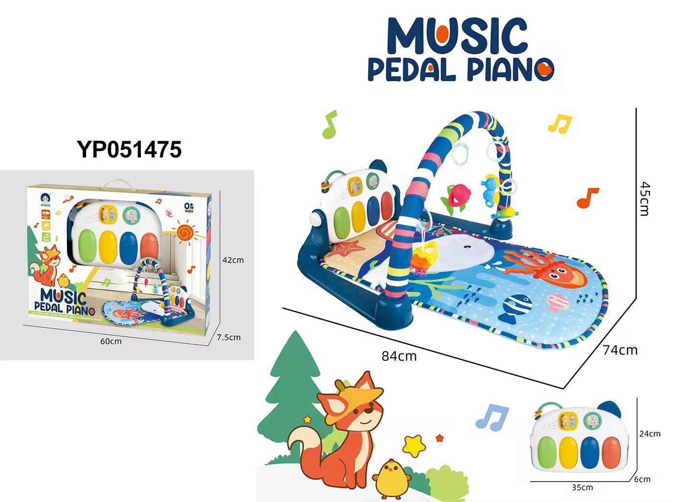 Pedal piano play gym infant toddler