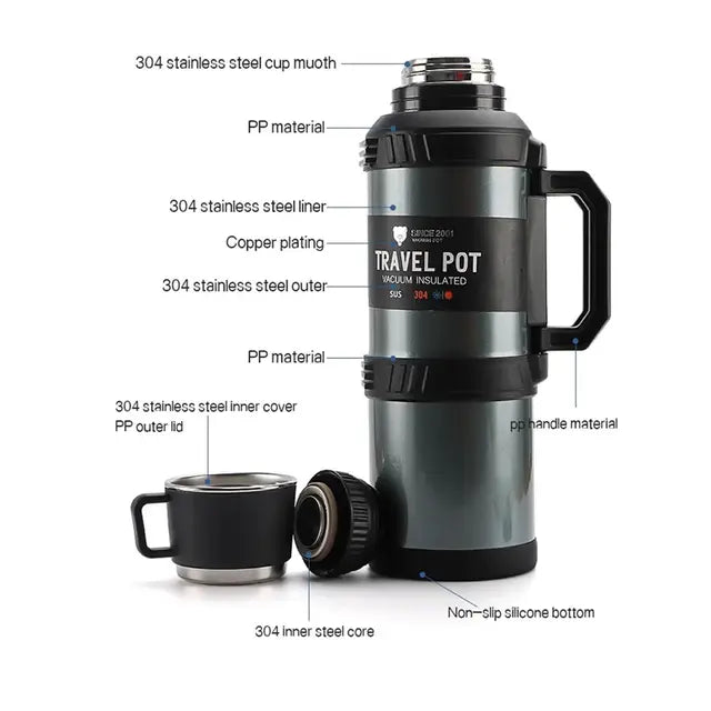 Insulated Travel Pot flask Portable Tea Pot