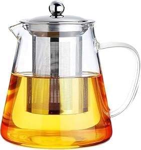 Glass Herbal Tea Pot with Stainless Steel Filter 750mls / 1000mls