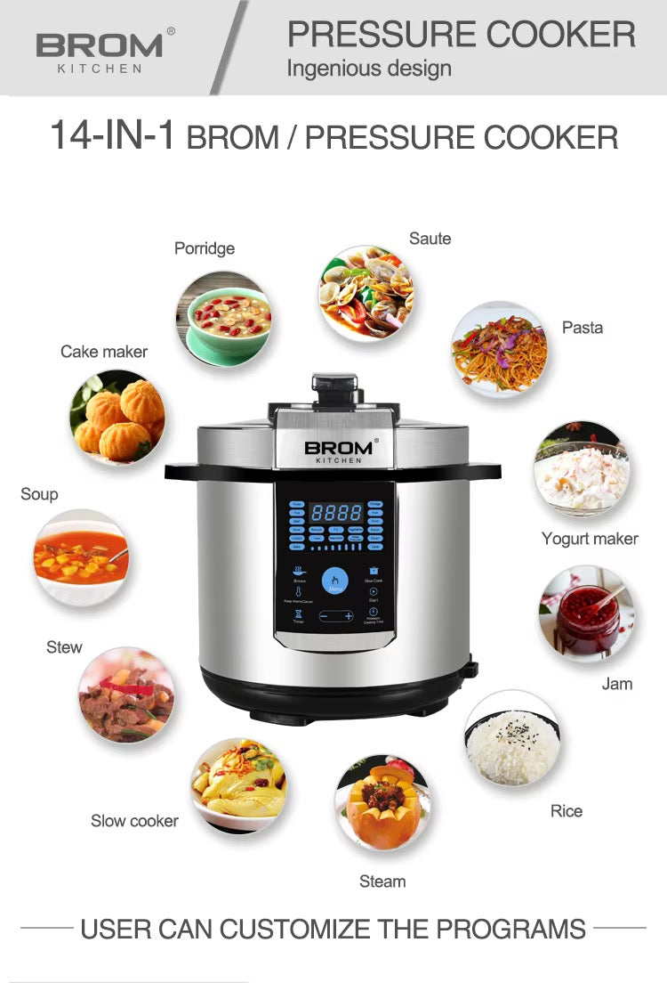 Electric Pressure Cooker with steamer /fry sieve 6Litres