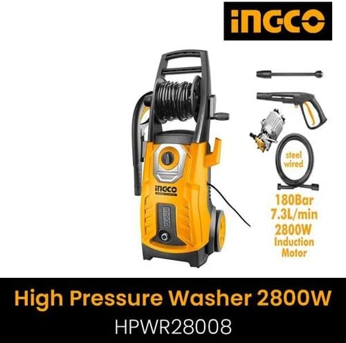 INGCO Electric Pressure Washer, 2800W, 180 Bar, 7.3L