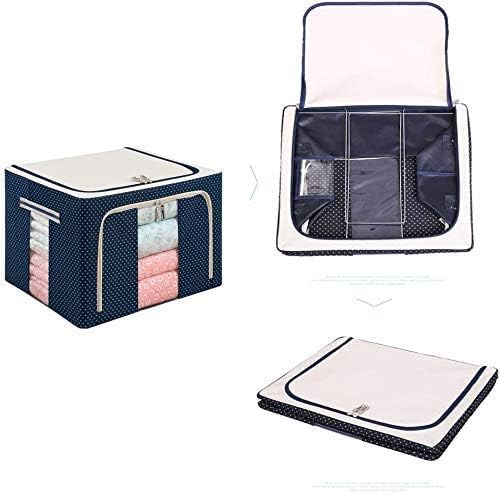 2pcs  66 Liter Large Capacity Clothes Storage Bag Organizer with Thick Fabric Visible steel