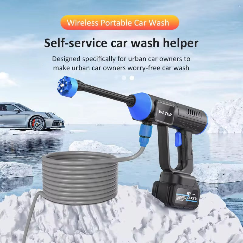 48V High Pressure Water Sprayer 2 Batteries - Car Washing Machine, 5M Range, Cordless Portable Electric High Pressure Washer Gun
