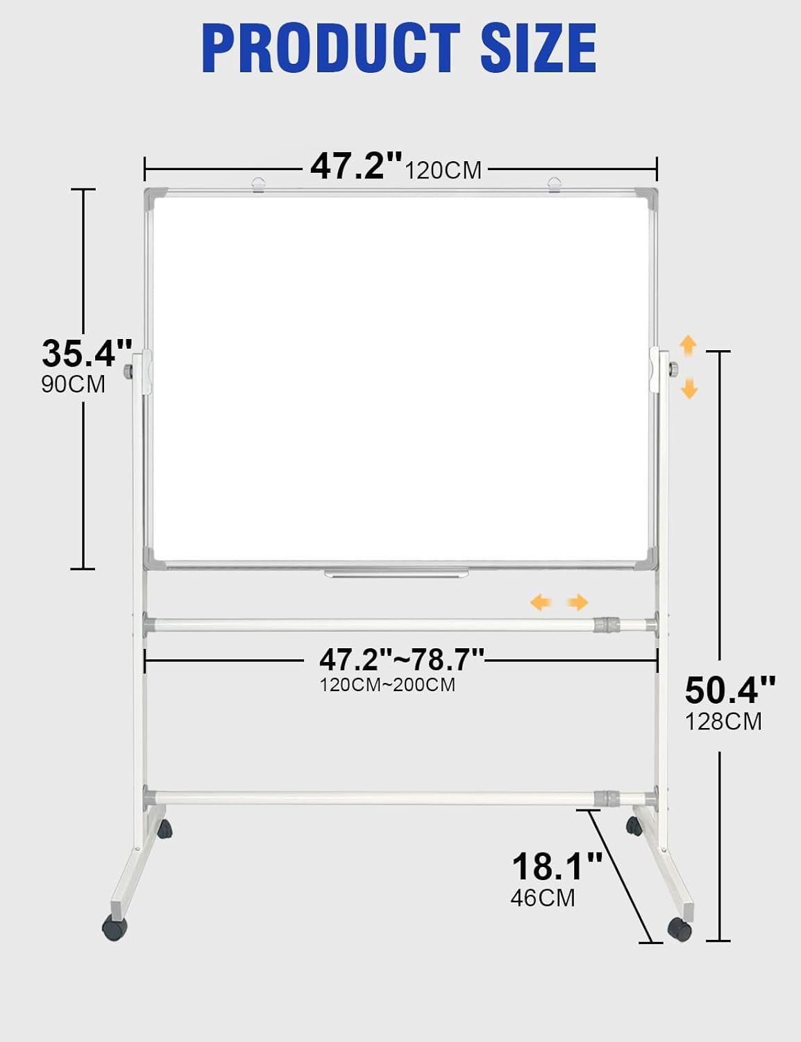 Double Sided Magnetic moveable whiteboard ,comes  with free magnetic Erasable markers (3pcs) & 1 duster eraser