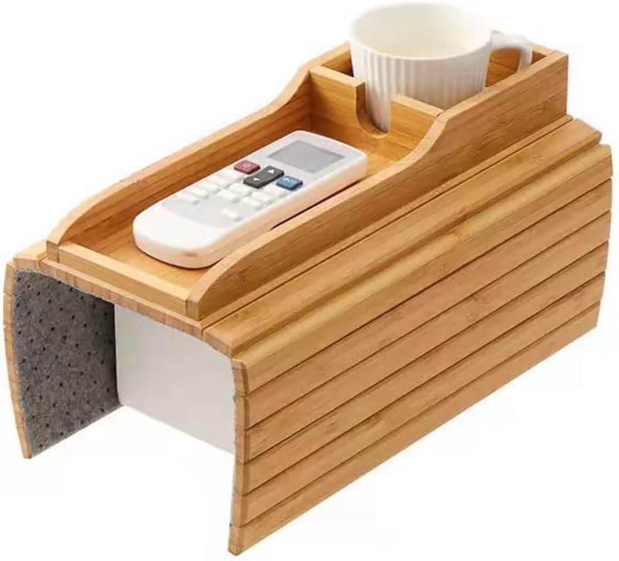Natural Bamboo Armrest Cup Holder, Sofa Drink Holder