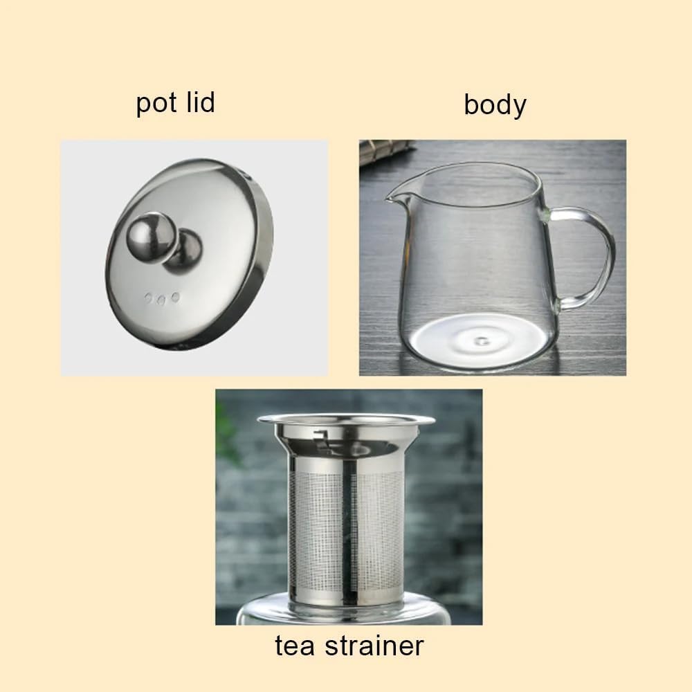Glass Herbal Tea Pot with Stainless Steel Filter 750mls / 1000mls