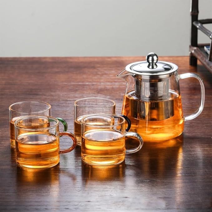 Glass Herbal Tea Pot with Stainless Steel Filter 750mls / 1000mls