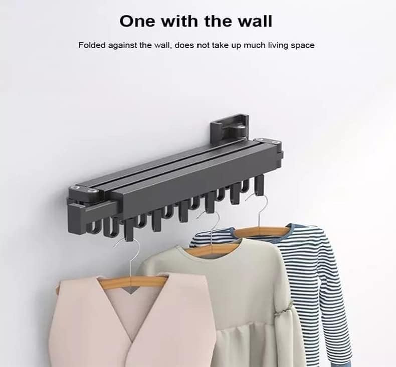 Wall Mount Drying Rack Folding Clothes Hanger No-Drill Retractable Clothesline