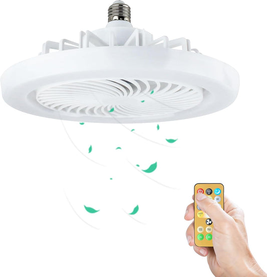 Ceiling Fan with Lights Remote, LED Dimmable Mini Ceiling Fans with E27 LED Lamp, 3 Wind speeds 3 Color Dimming and Timing
