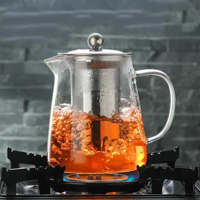 Glass Herbal Tea Pot with Stainless Steel Filter 750mls / 1000mls