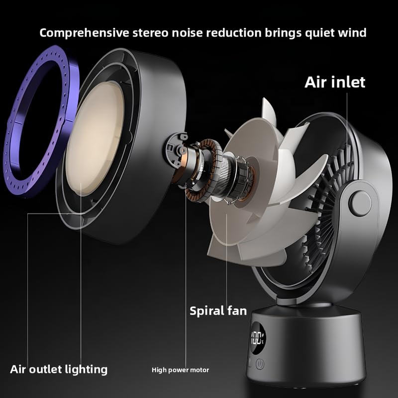 Portable Bladeless Cooling Fan with Aromatherapy Pad, 6 Adjustable Speeds