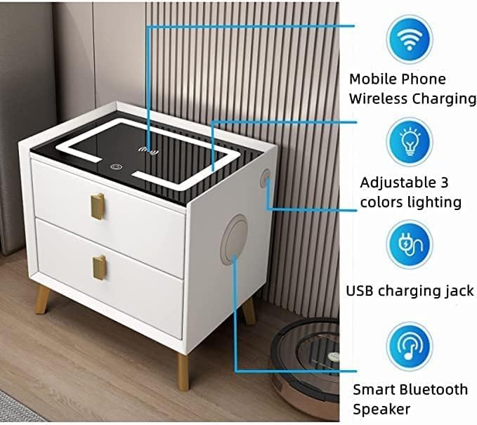 Smart Nightstand Table with Wireless Charging Station