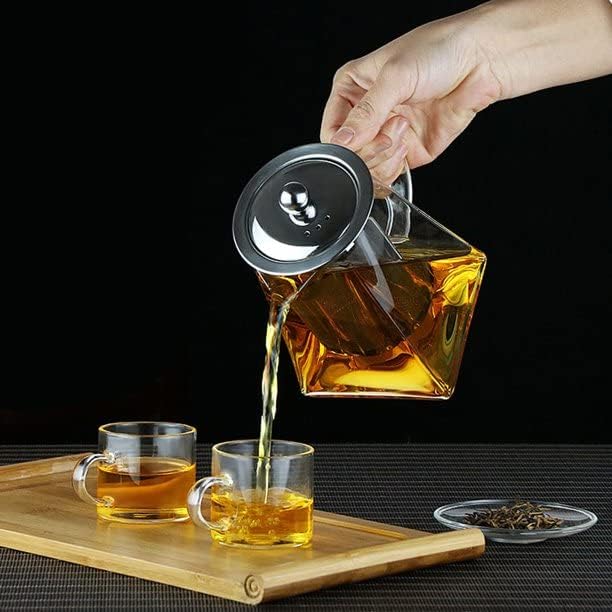 Glass Herbal Tea Pot with Stainless Steel Filter 750mls / 1000mls