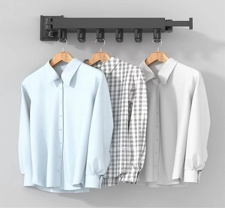 Wall Mount Drying Rack Folding Clothes Hanger No-Drill Retractable Clothesline