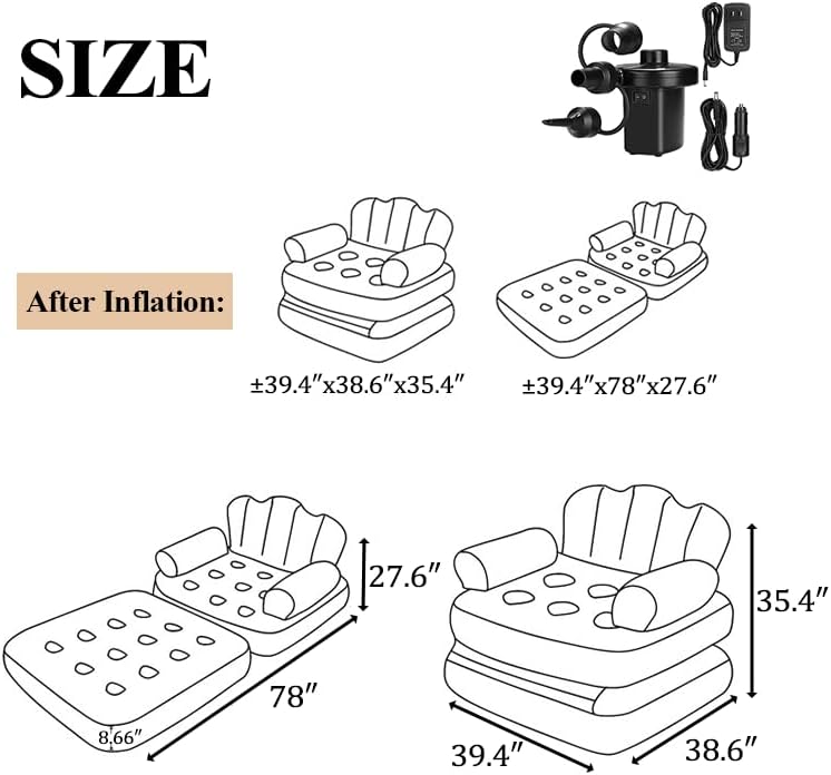 Inflatable Sofa Outdoor Adult Lazy Sofa Multifunctional Five in One Inflatable Bed