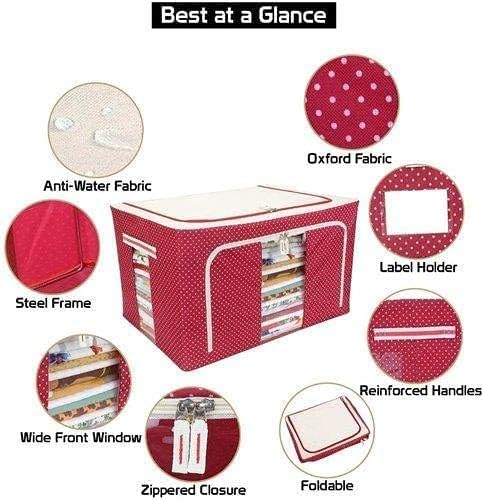 2pcs  66 Liter Large Capacity Clothes Storage Bag Organizer with Thick Fabric Visible steel