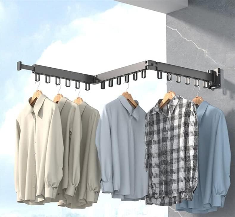 Wall Mount Drying Rack Folding Clothes Hanger No-Drill Retractable Clothesline