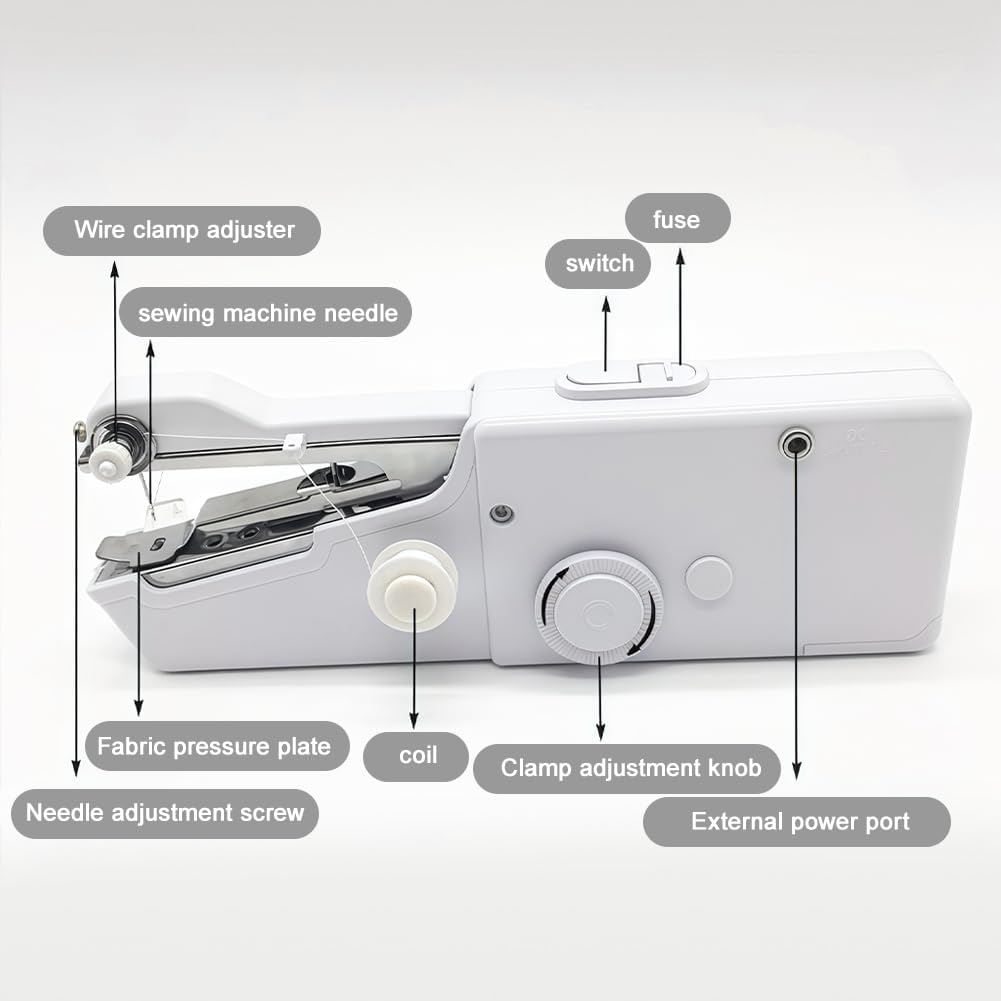 Handheld Sewing Machine, for Quick Repairs & DIY, Sew Clothes, Fabrics, Curtains