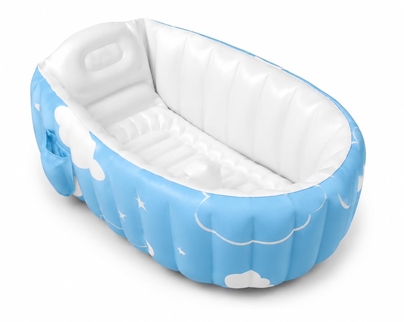 Inflatable Baby Bathtub, Blue & White, Non-Toxic PVC